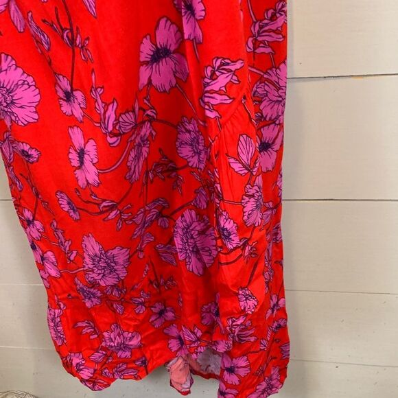 Band of the Free red Floral Red Wrap Dress size small long midi/maxi - Picture 6 of 12